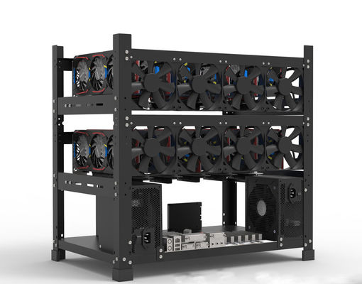 İyi soğutmalı Cryptocurrency Ethereum Miner açık hava 12GPU Madencilik Rig Makinesi